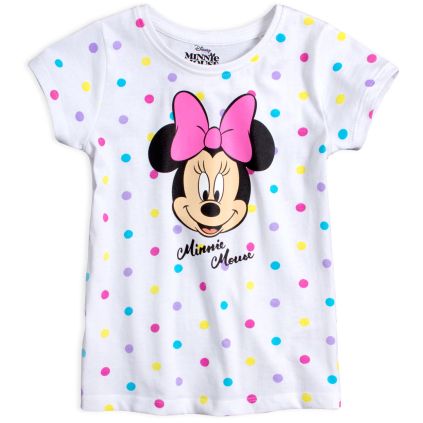 Dievčenské tričko DISNEY MINNIE BODKY biele