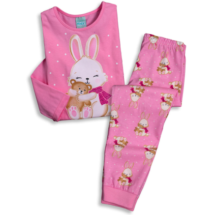 Dievčenské svietiace pyžamo KYLY ZAJAČIK ružové