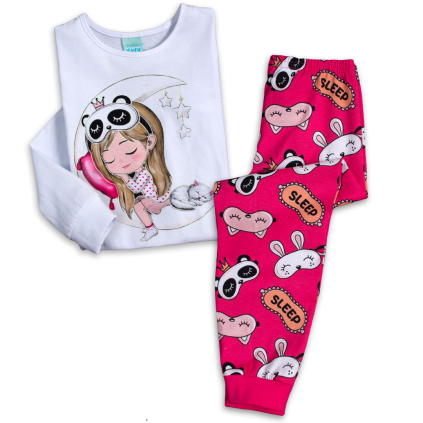 Dievčenské pyžamo svietiace v tme KYLY MESIAC biele