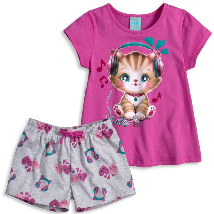 Dievčenské pyžamo KYLY MAČIČKA CUTE ružové