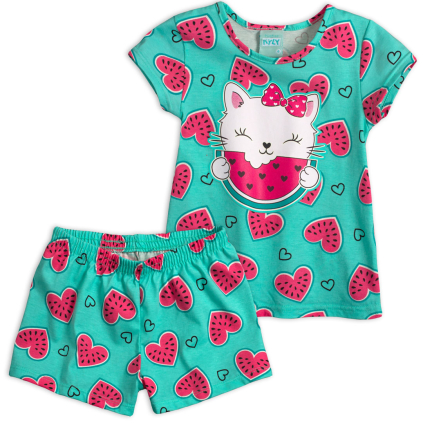Dievčenské pyžamo KYLY MAČIČKA S MELÓNOM zelené