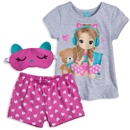 Dievčenské pyžamo s maskou KYLY COMFORT šedé