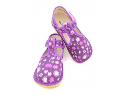 Beda bačkory fialové květinky pro holky VIOLET FLOWER BF060010 W 02 SLIM balerínky bačkory papuče přezůvky 1