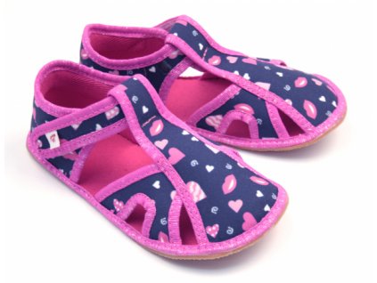 386 EF barefoot bačkory papuče Benyshoes pro holky srdíčka Hearts 1