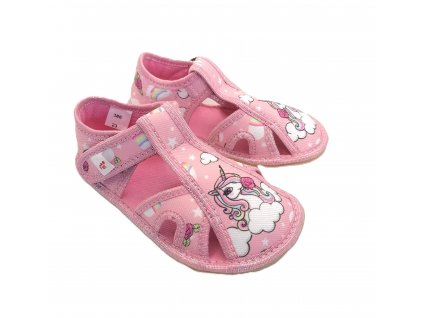 EF barefoot bačkory papuče pro holky Pink Unicorn 386 Beny Shoes 11