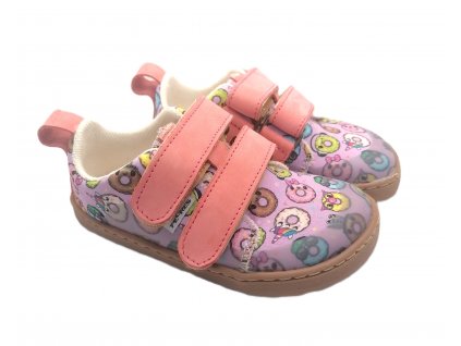 Pegres BF57U plátěnky tenisky pro holky růžové DONUT Beny shoes barefoot 1
