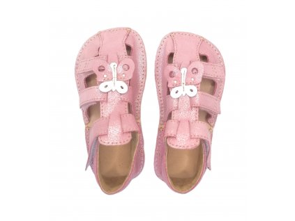 OK bare Maya růžové Růženka s motýlem barefoot sandále pro holky léto Beny Shoes 1