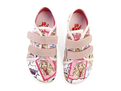 EF barefoot textilní plátěné barefoot boty pro holky s barbie PINK DOOL Beny Shoes 2