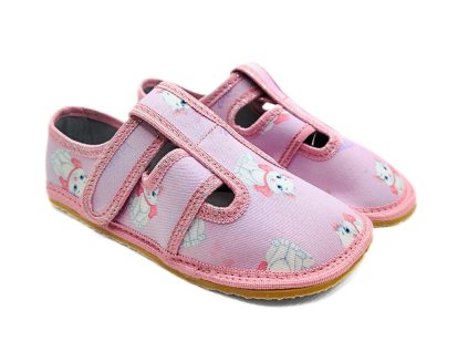 KTR Raweks barefoot bačkory pro holky růžové s kočkou Beny Shoes