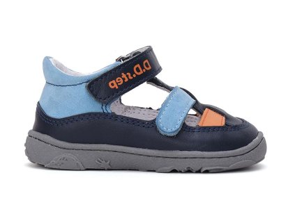 D.D.step sandále kožené modré (H077 51332) barefoot pro kluky Beny Shoes
