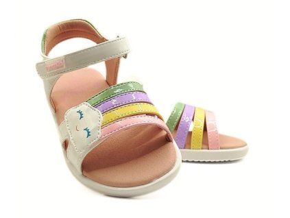 Garvalín Charol blanco y multicolor sandálky s duhou