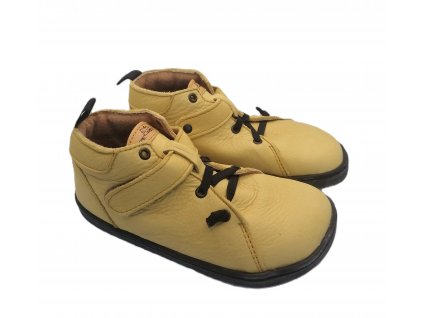 Pegres BF52 barefoot kožené kotníkové žluté pro holky pro kluky Beny Shoes
