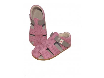 EF barefoot sandále růžové s šedou a