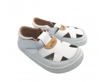 Pegres BF50 barefoot kožené sandálky bílé pro holky pro kluky Beny Shoes