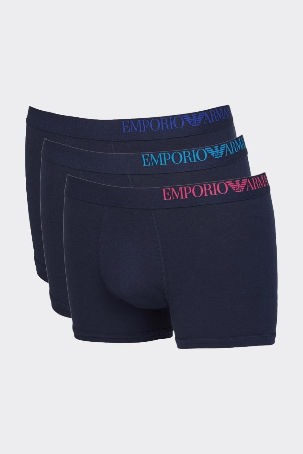 Emporio Armani b-side logo boxerky 3-balení - tmavě modrá