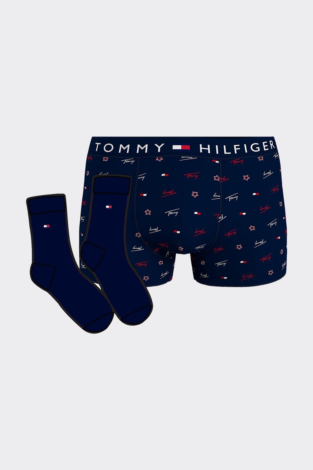 Dárkové balení Tommy Hilfiger boxerky + ponožky - tmavě modrá