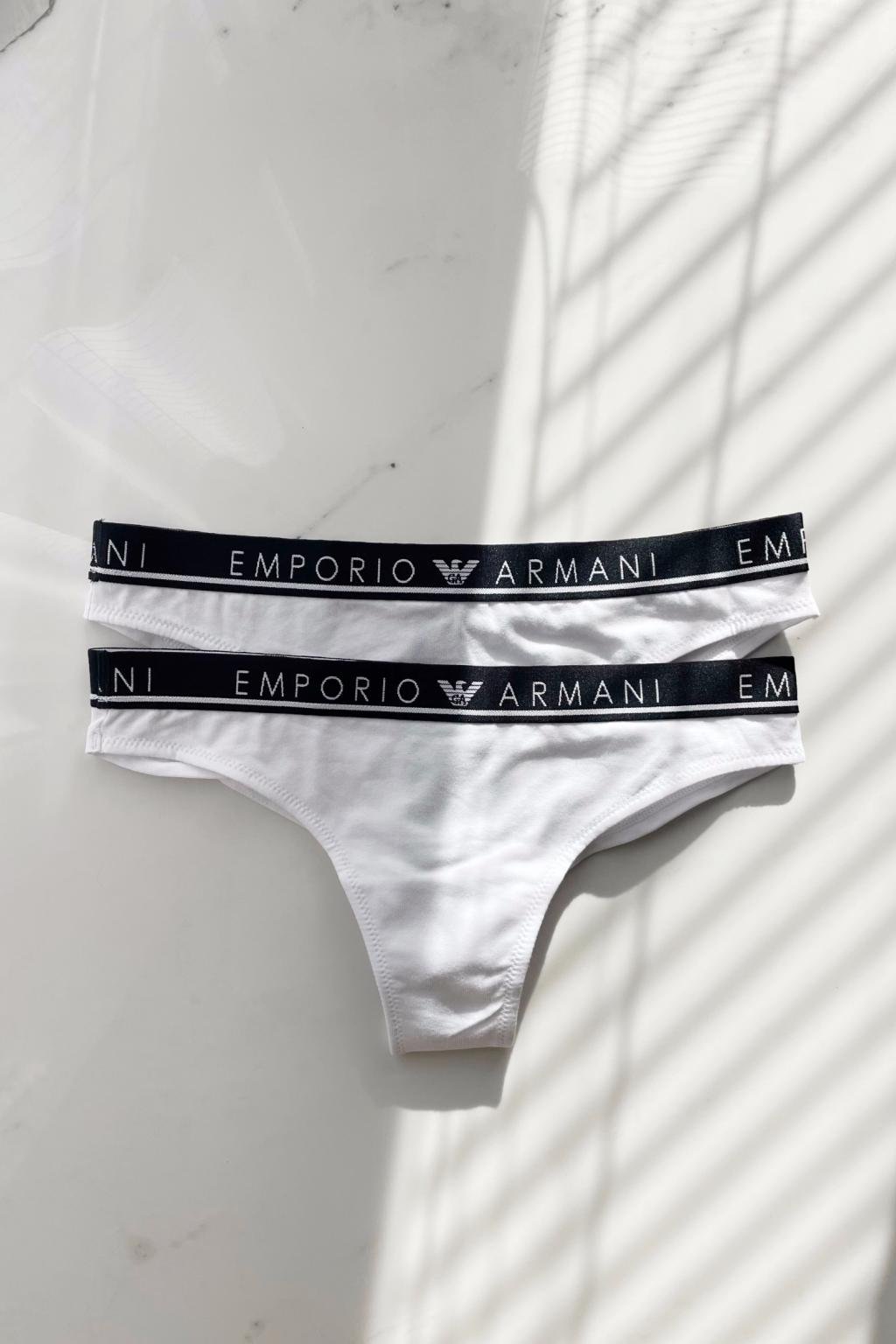 Emporio Armani Iconic Logoband 2-balení brazilek - bílá