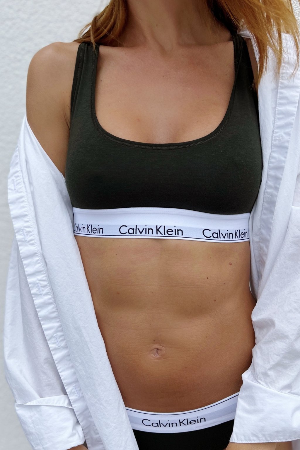 Calvin Klein Modern Cotton braletka - tmavě olivová