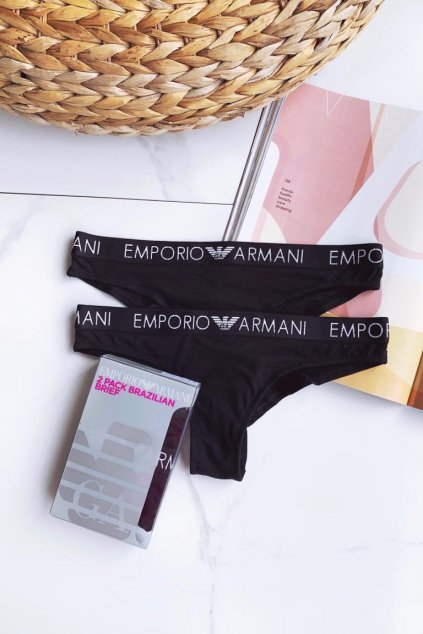 Emporio Armani Knitted brazilky 2-balení - černá (Velikost XS)