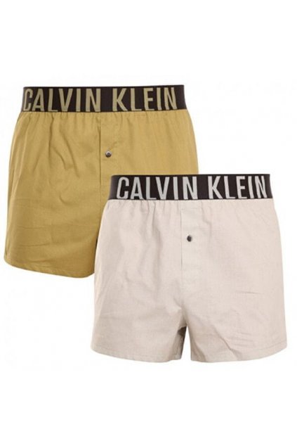 Calvin Klein Intense Power trenýrky 2 balení - šedá,  khaki