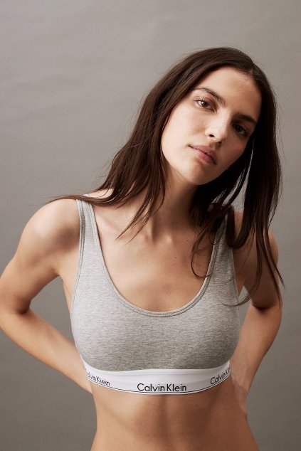 Calvin Klein Modern Cotton lehce vyztužená braletka - šedá