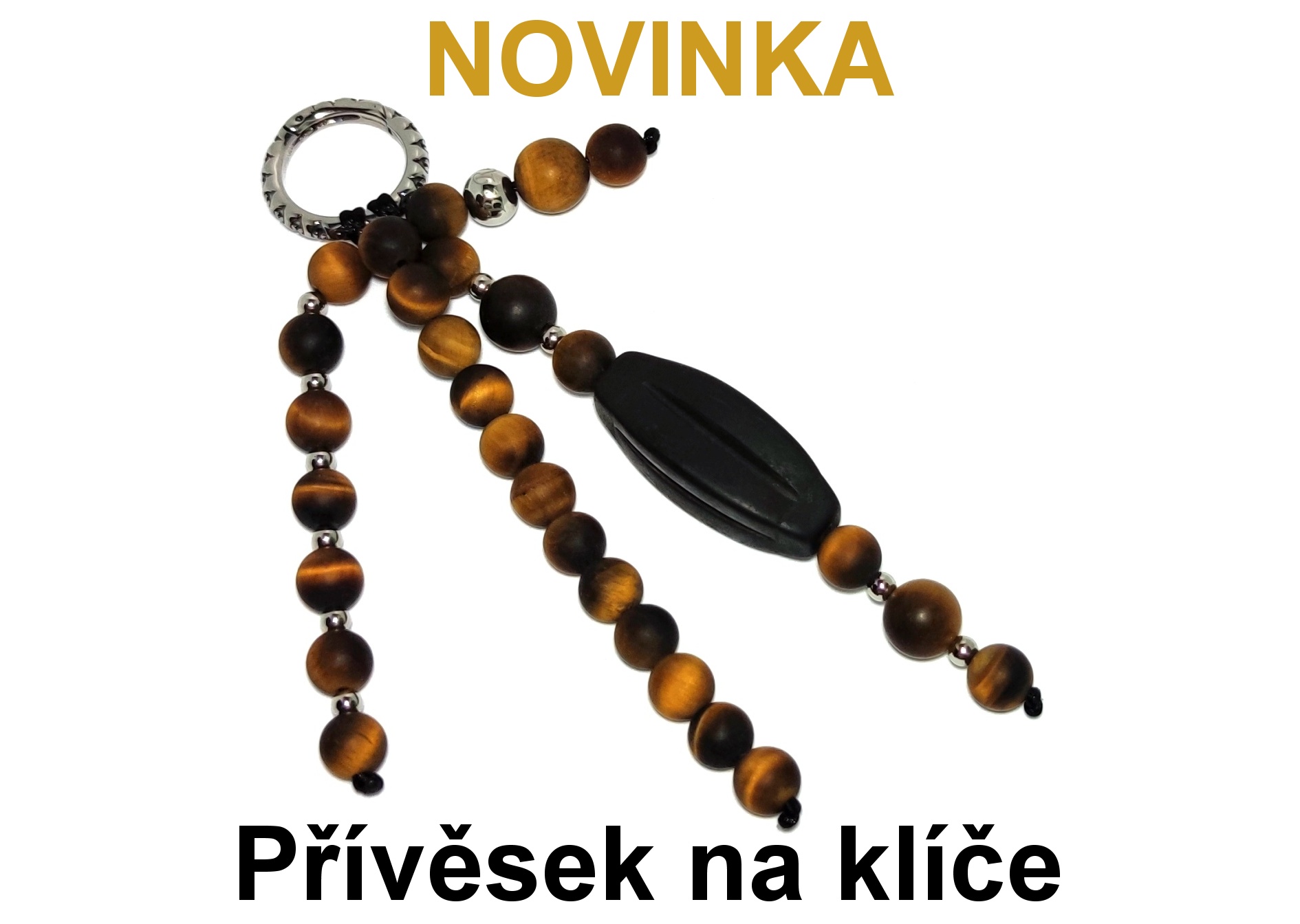 Klíčenka z minerálních korálků tygřího oka