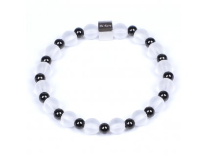 Luxusní dámský pánský korálkový náramek křišťál Premium Black & white AAAAAA Black Be Rare černo bílý