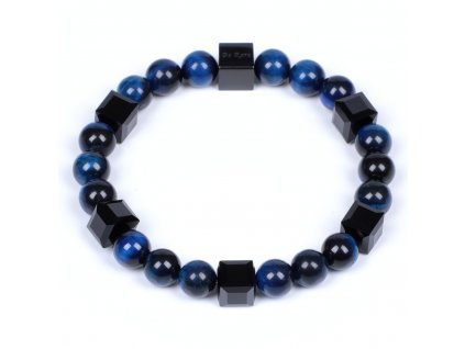 Luxusní pánský korálkový náramek Premium Dark modré tygří oko AAAAAA se Swarovski Be Rare