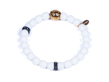 Luxusní párový korálkový náramek Forever Gold White se Swarovski® bílý chirurgická ocel zlaté prvky