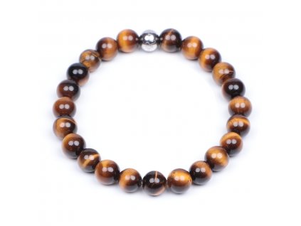 Luxusní dámský korálkový náramek Simple Tiger eye hnědé tygří oko AAAAAA Be Rare stříbrná chirurgická ocel Be Rare