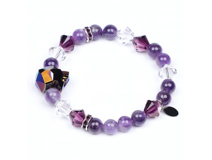 Luxusně precizní korálkový náramek ametyst Premium Ametyst se Swarovski Be Rare