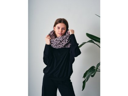 Mušelínová tunelová šatka - šedá s bodkami