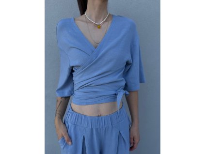 Wrap Top LINY - bledo modrá