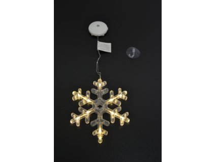 Závěsné bateriové vánoční osvětlení do okna vločka teple bílá