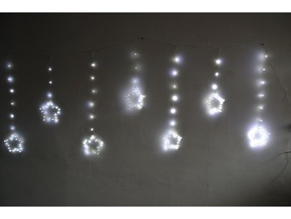 Venkovní vánoční osvětlení, závěs, hvězdy - bílé - 196 led