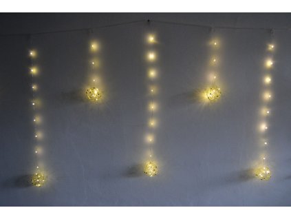 Venkovní vánoční osvětlení, závěs, koule - teple bílé - 196 led
