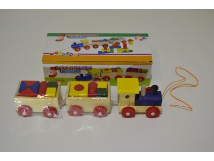Dřevěný vláček pro děti 29 cm, stavebnice