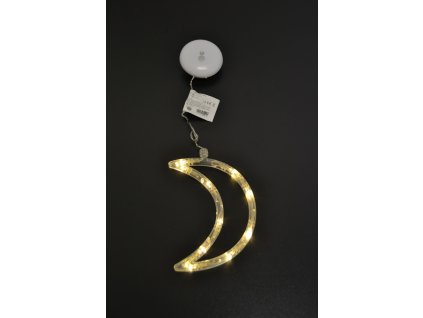 Závěsné bateriové vánoční osvětlení do okna měsíc teple bílý