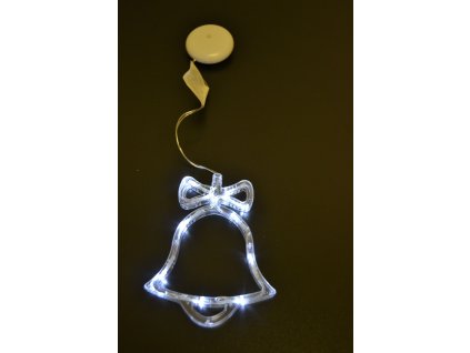 Závěsné bateriové vánoční osvětlení do okna zvonek bílý