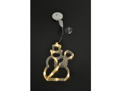 Závěsné bateriové vánoční osvětlení do okna sněhulák teple bílý