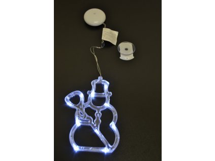 Závěsné bateriové vánoční osvětlení do okna sněhulák bílý