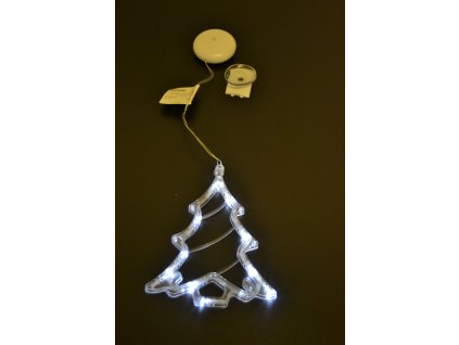 Závěsné bateriové vánoční osvětlení do okna stromek bílý