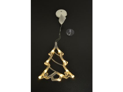 Závěsné bateriové vánoční osvětlení do okna stromek teple bílý