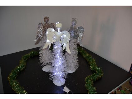 PRC Vánoční osvětlení, drátěný anděl na baterie 48cm, bílý