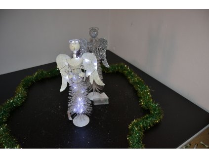 PRC Vánoční osvětlení, drátěný anděl na baterie 36cm, bílý