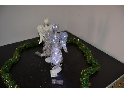 PRC Vánoční osvětlení, drátěný anděl na baterie 36cm, stříbrný