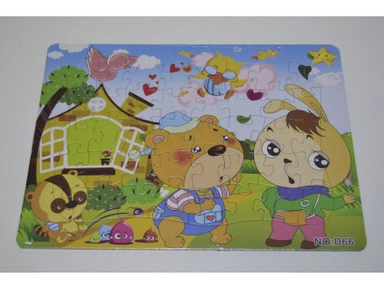 Puzzle 40 dílků D66 - medvídek a zajíc