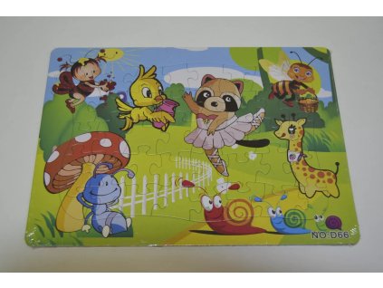 Puzzle 40 dílků D66 - medvídek a šneci