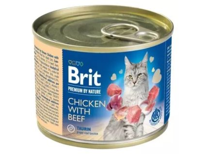 Brit Premium By Nature Cat Chicken With Beef, konzerva pro kočky 200g, exp. 24.4.25