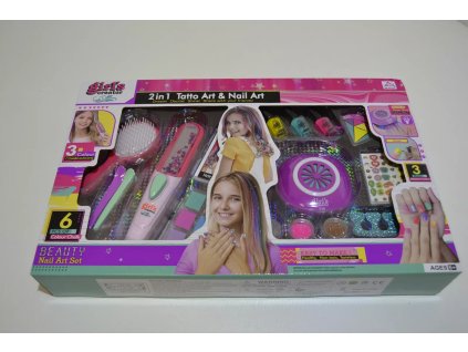 Dětská sada na zdobení nehtů abrvení vlasů - 2v1 Tatto a Nail Art - nehty